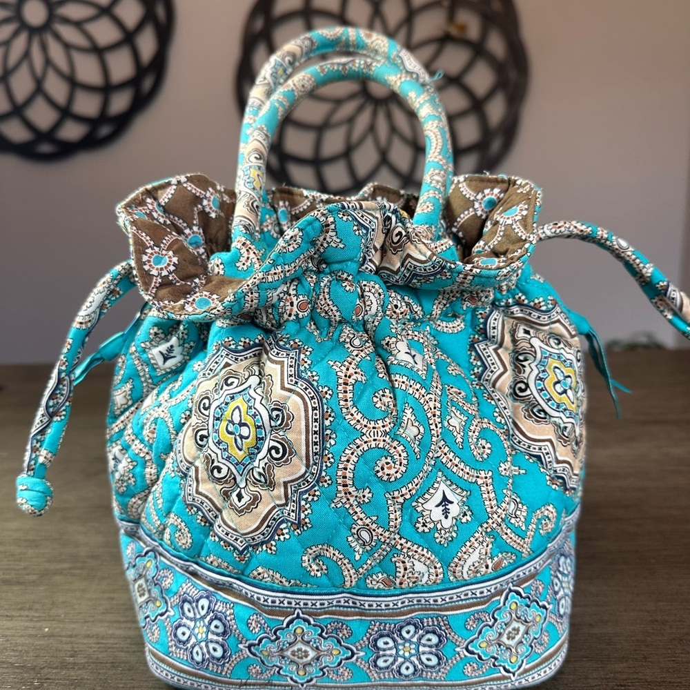 Vera Bradley Totally Turquoise paisley Mini Bag with Drawstring Closure